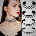 Retro Velvet Choker Square White Rhinestones Necklace Choker